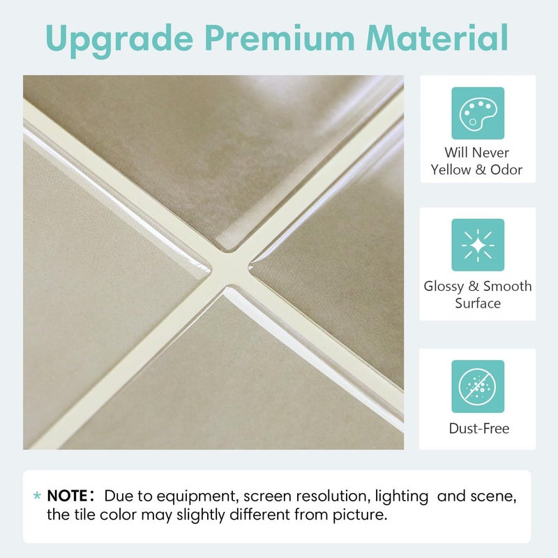 Commomy Thicker Peel and Stick Tiles - 10 pcs of 12" x 12" - 3D Adhesive Square Peel and Stick Tiles Backsplash for Kitchen, Bathroom, Removable, Waterproof, Vinyl Wall Tile - Image 2